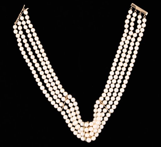 Image for 14K YG Cultured Pearl, Sapphire & Diamond Necklace
