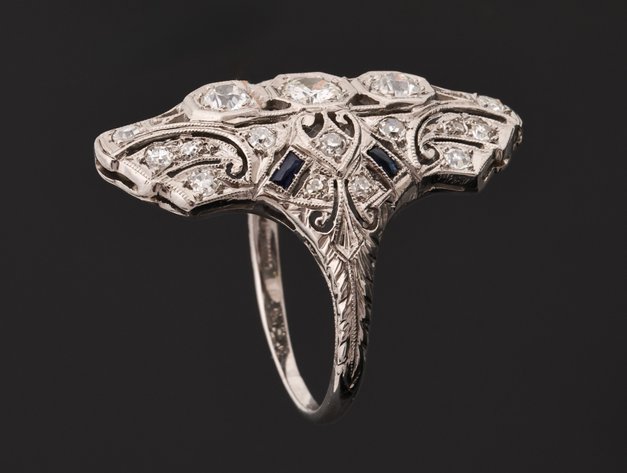 Image for Platinum Diamond and Sapphire Ring