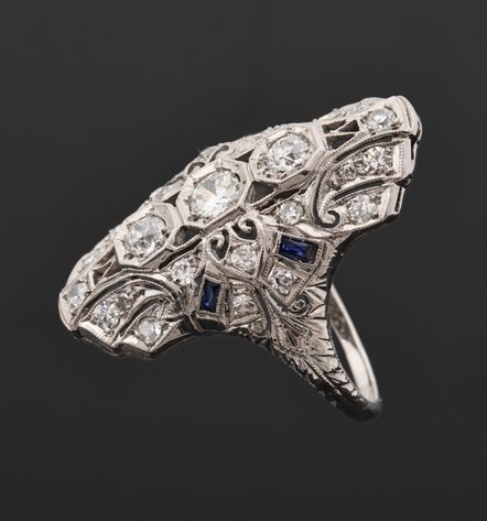 Image for Platinum Diamond and Sapphire Ring