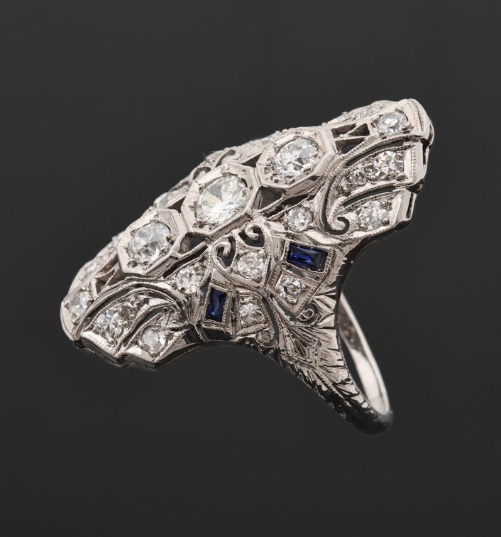 Image for Platinum Diamond and Sapphire Ring