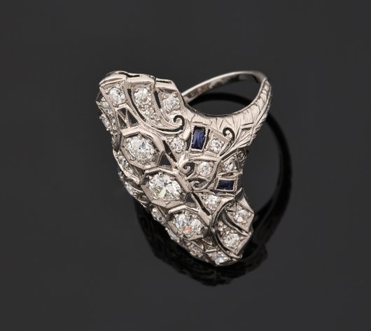 Image for Platinum Diamond and Sapphire Ring