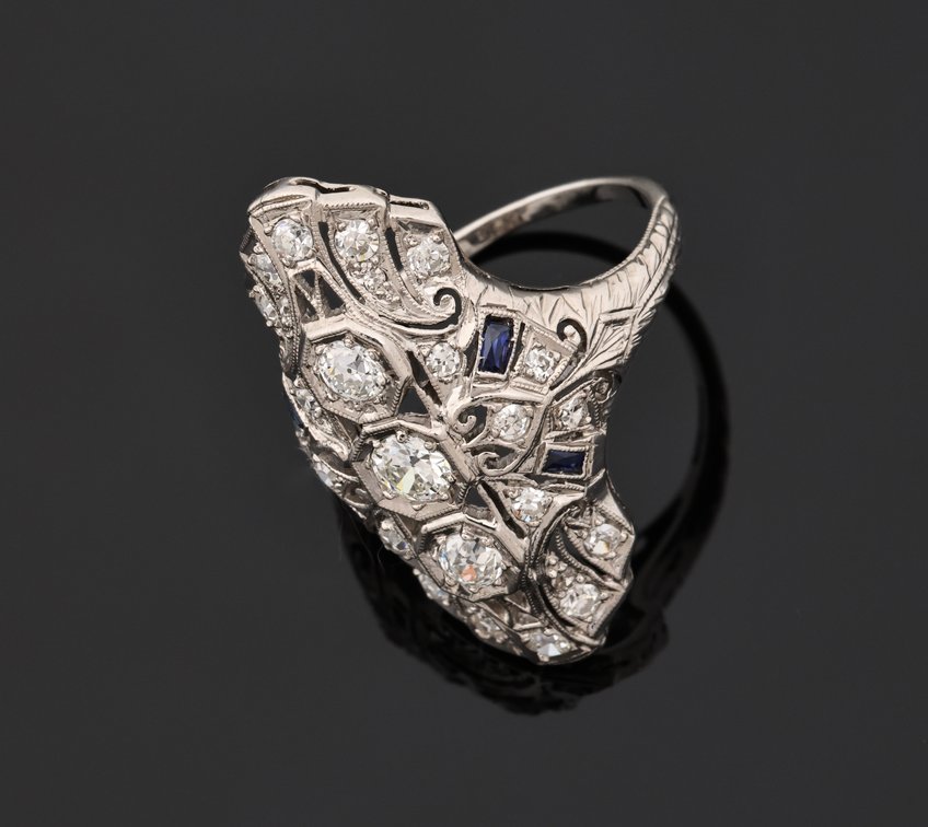 Image for Platinum Diamond and Sapphire Ring