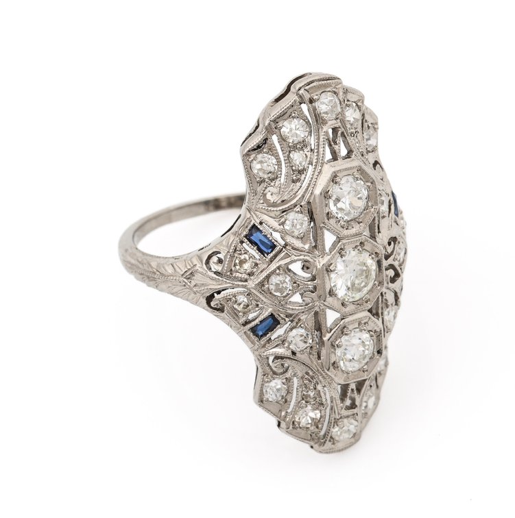 Image for Platinum Diamond and Sapphire Ring