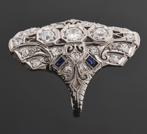 Image for Platinum Diamond and Sapphire Ring
