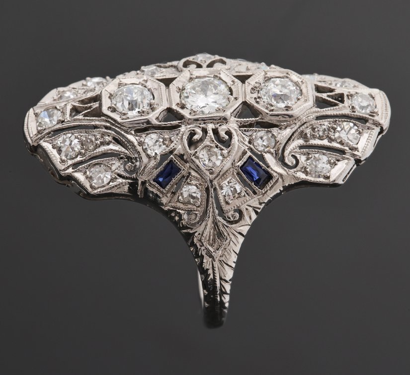 Image for Platinum Diamond and Sapphire Ring