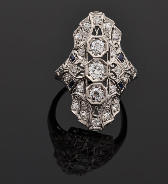 Image for Platinum Diamond and Sapphire Ring