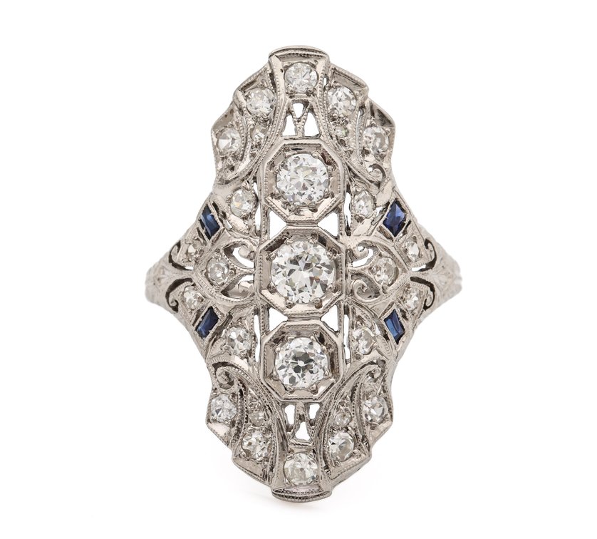 Image for Platinum Diamond and Sapphire Ring