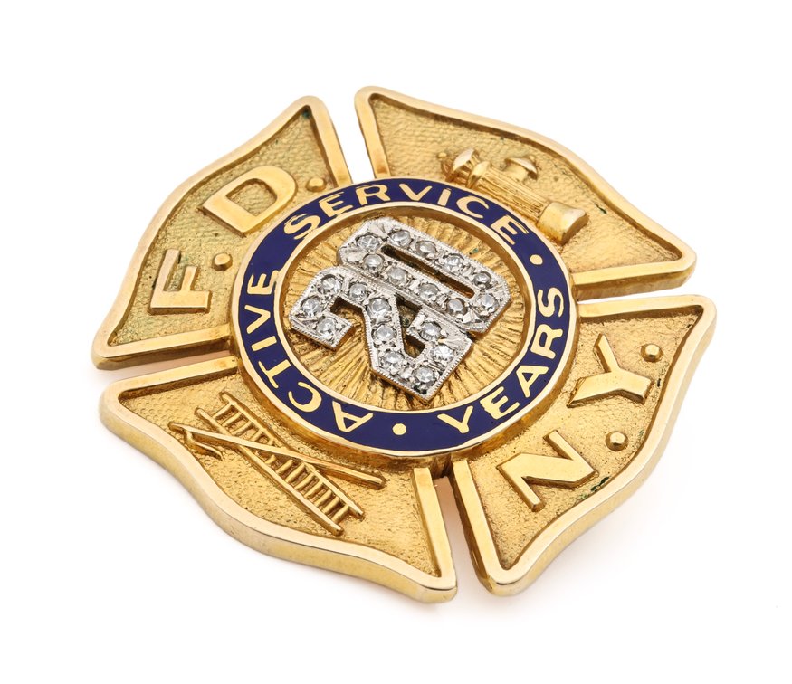 Image for 14K Gold FDNY 20 Year Service Presentation Badge