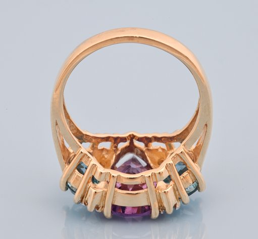 Image for 14K YG Amethyst, Blue Topaz & Diamond Ring
