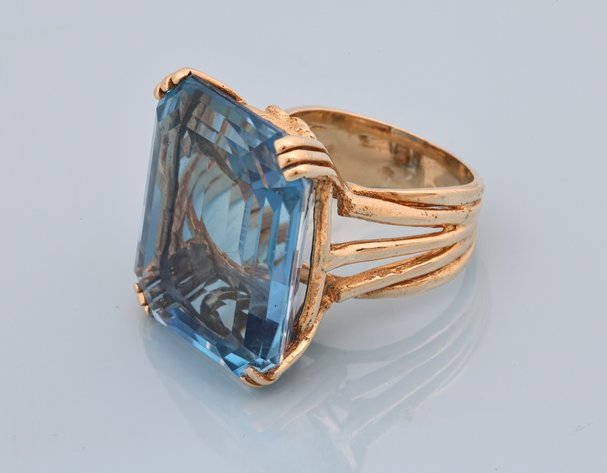 Image for 14K YG 48ct. Swiss Blue Topaz Ring