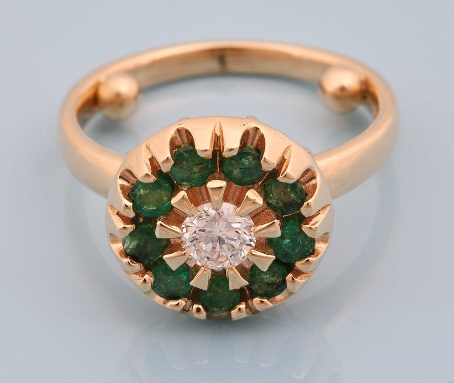 Image for 14K YG Emerald Diamond Ring
