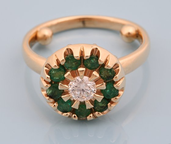 Image for 14K YG Emerald Diamond Ring