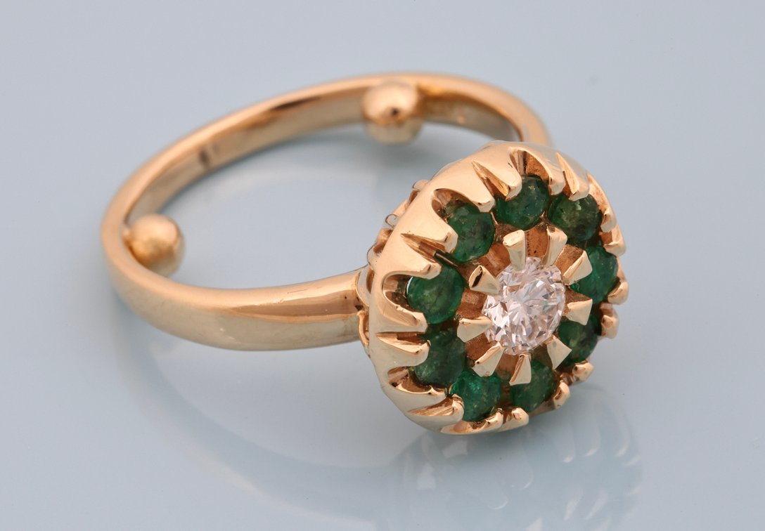 Image for 14K YG Emerald Diamond Ring