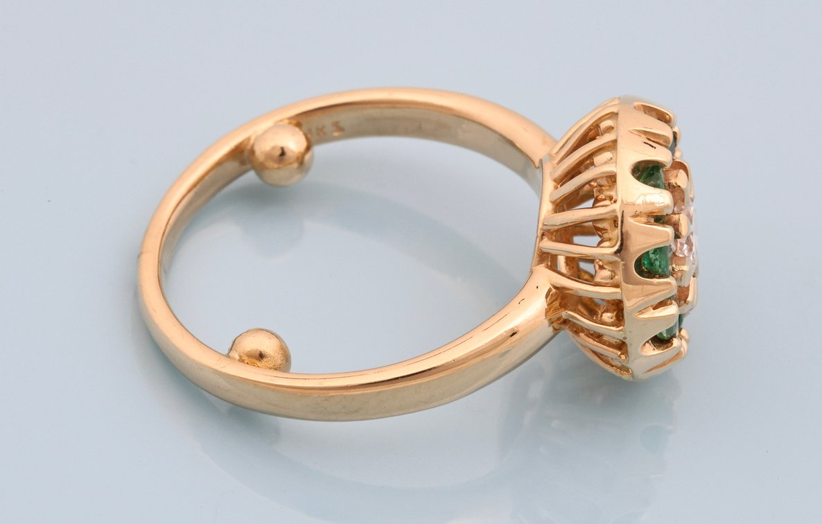 Image for 14K YG Emerald Diamond Ring