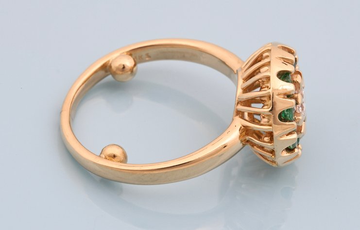 Image for 14K YG Emerald Diamond Ring