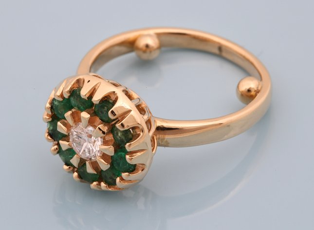 Image for 14K YG Emerald Diamond Ring