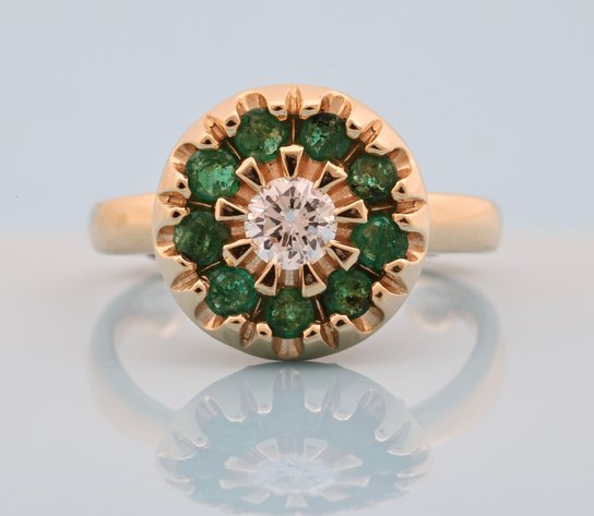 Image for 14K YG Emerald Diamond Ring