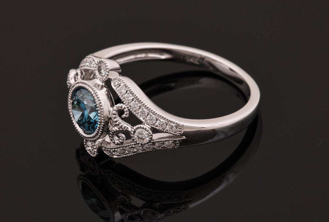 Image for 14K WG Blue Diamond Ring