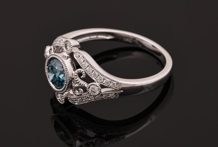 Image for 14K WG Blue Diamond Ring