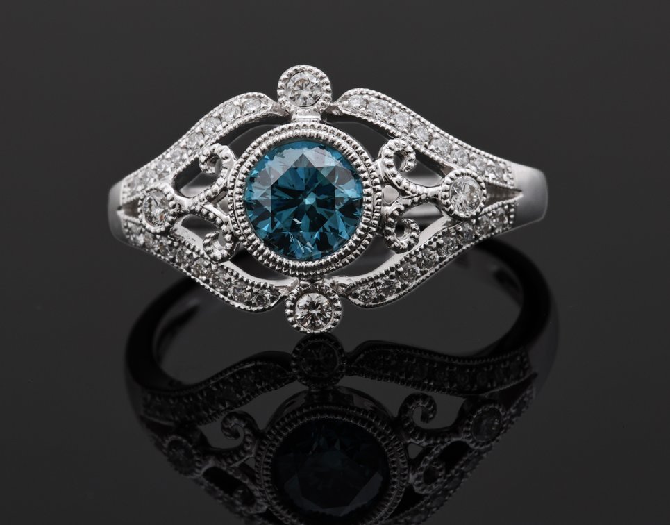 Image for 14K WG Blue Diamond Ring