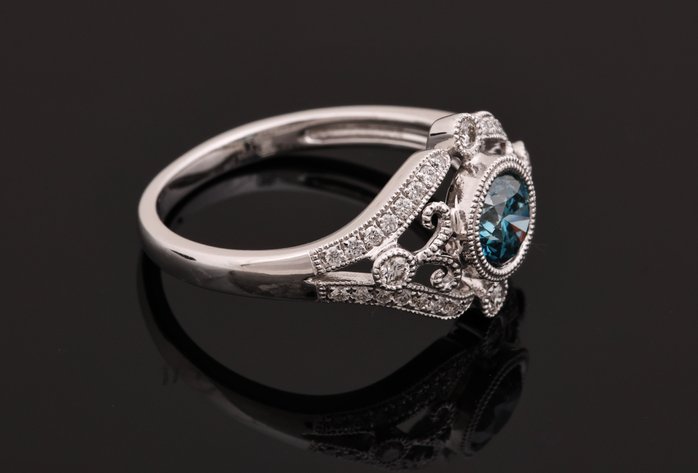 Image for 14K WG Blue Diamond Ring