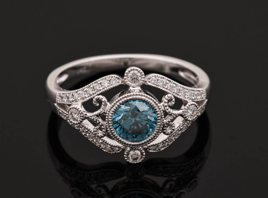 Image for 14K WG Blue Diamond Ring