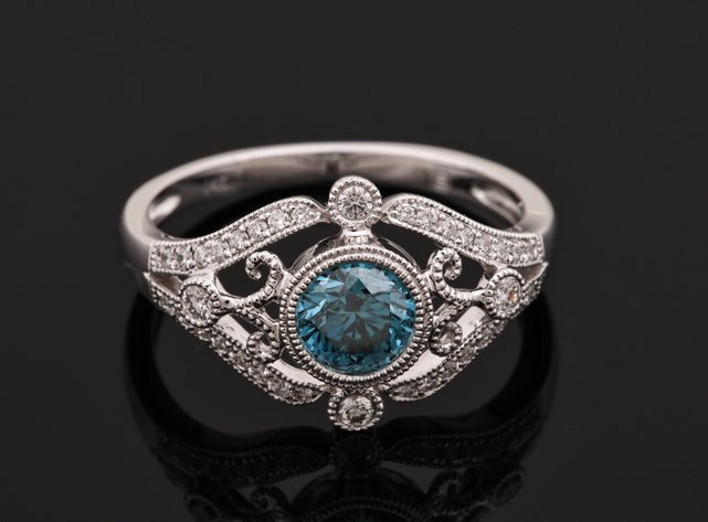 Image for 14K WG Blue Diamond Ring