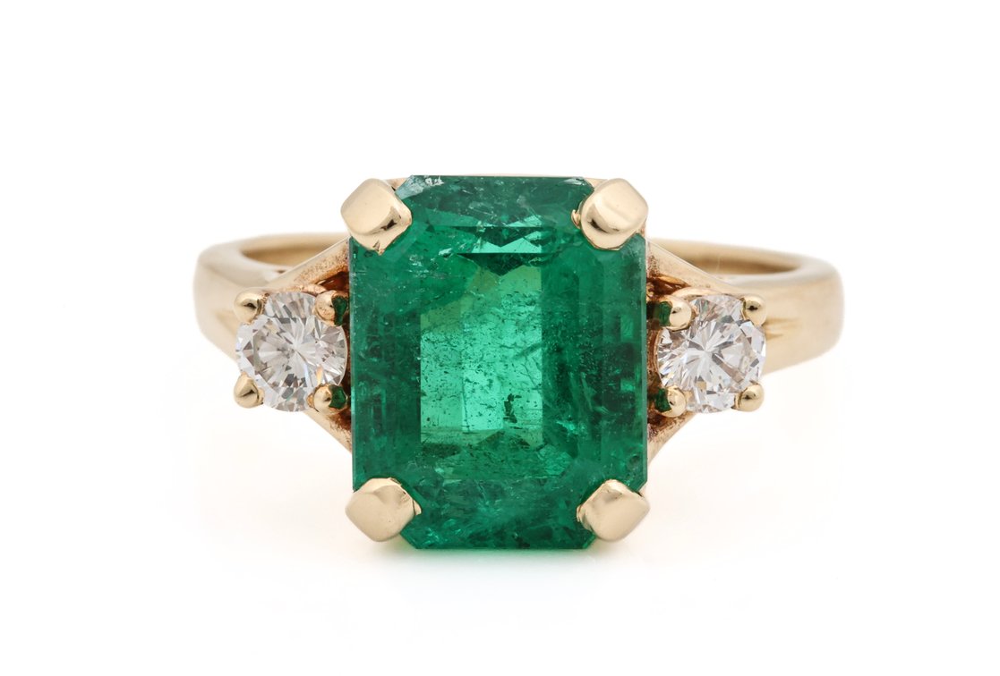 Image for 14K YG Emerald & Diamond Ring