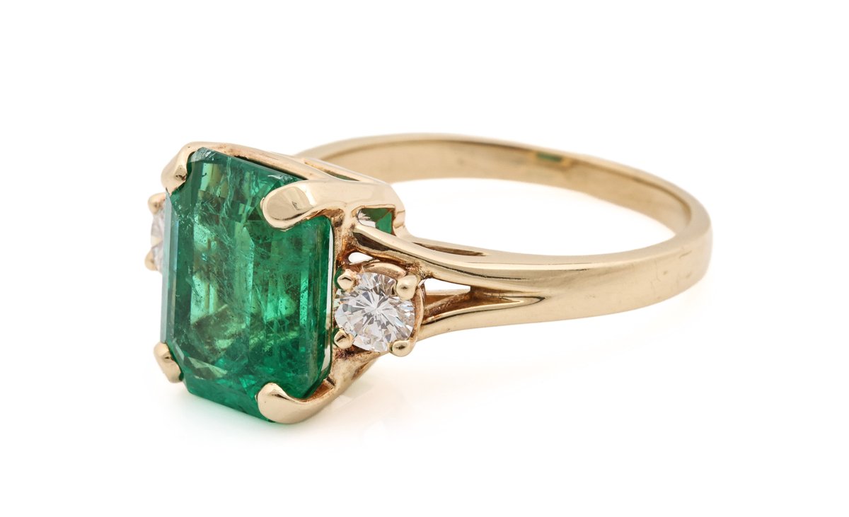 Image for 14K YG Emerald & Diamond Ring
