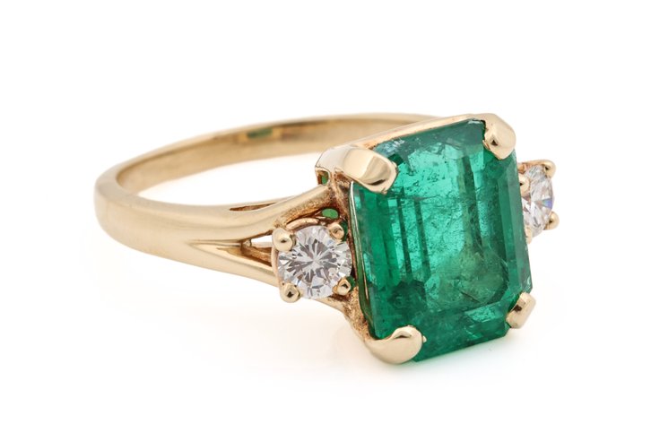 Image for 14K YG Emerald & Diamond Ring
