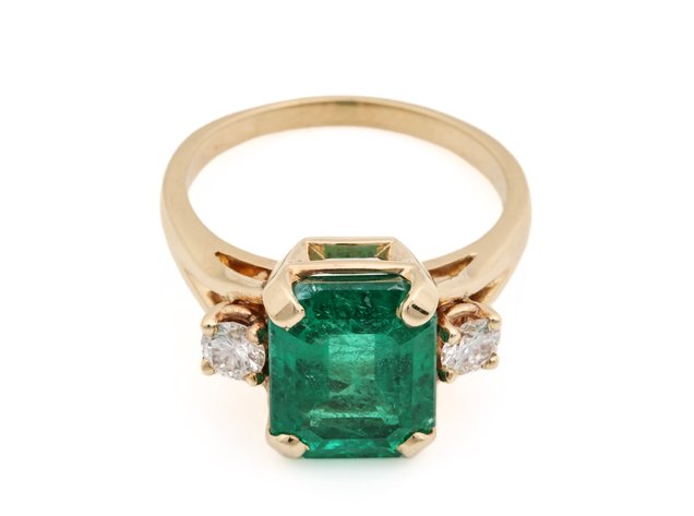 Image for 14K YG Emerald & Diamond Ring