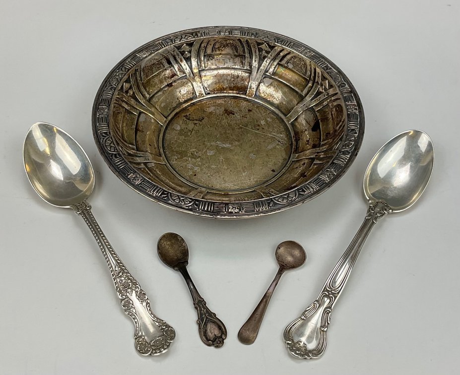 Sterling Silver Bonbon Bowl and Flatware