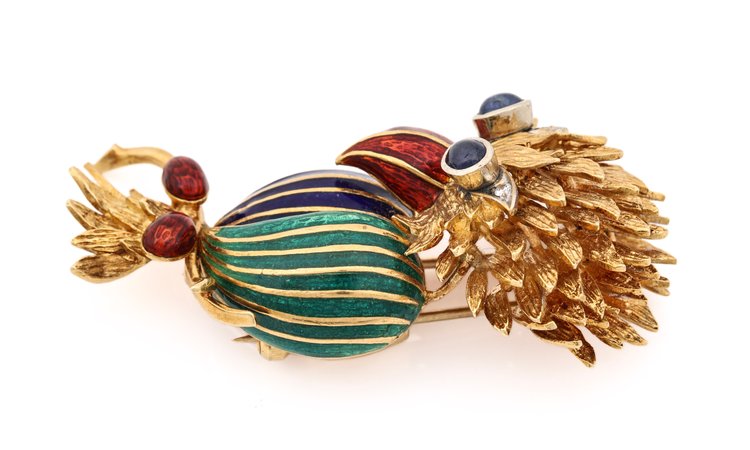 Image for 18k YG Enamel Brooch
