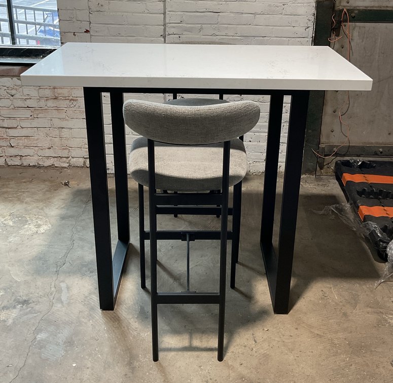 Faux Marble Top Table with Set of Stools