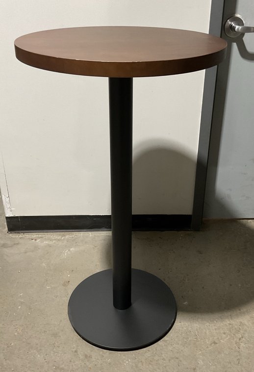 Round Wood-Top Pedestal Bartop Table