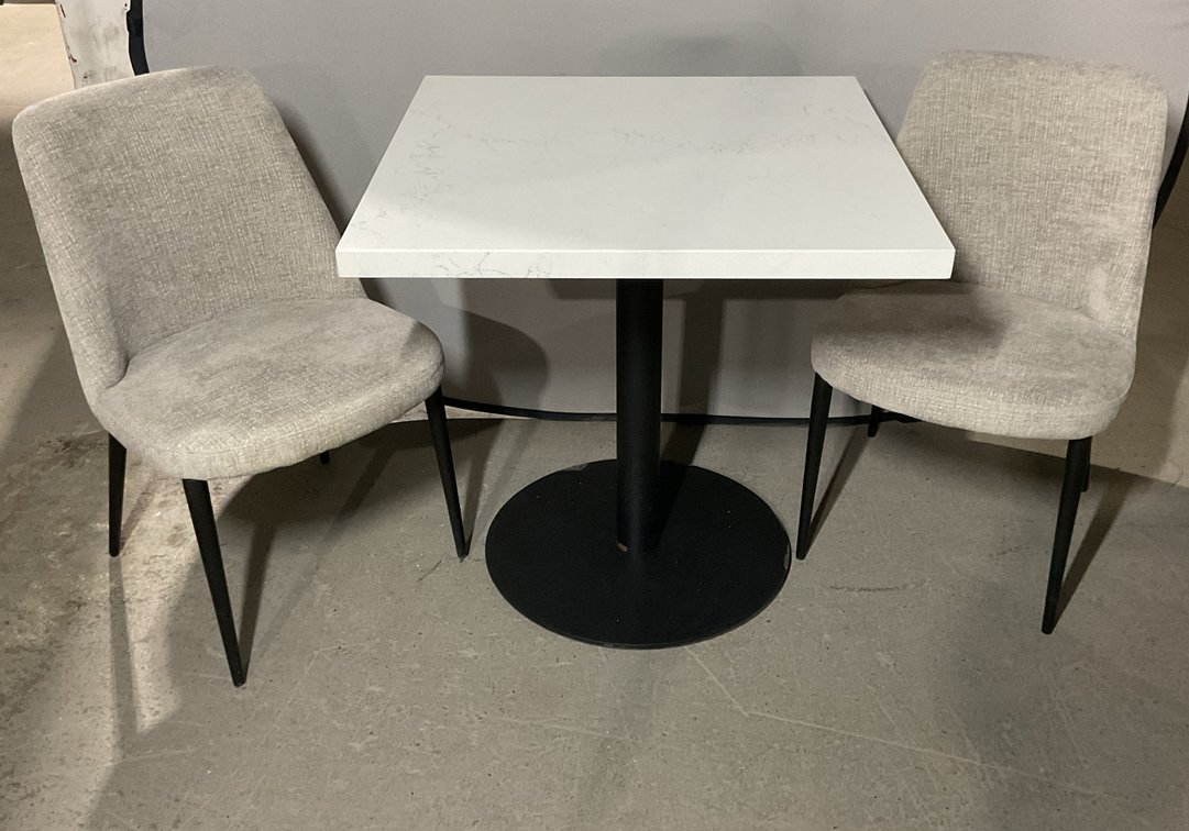 Faux Marble Top Table and Pair of Chairs