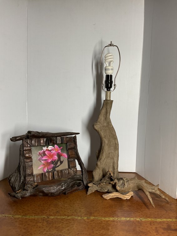 Driftwood Table Lamp, Picture Frame and Pieces