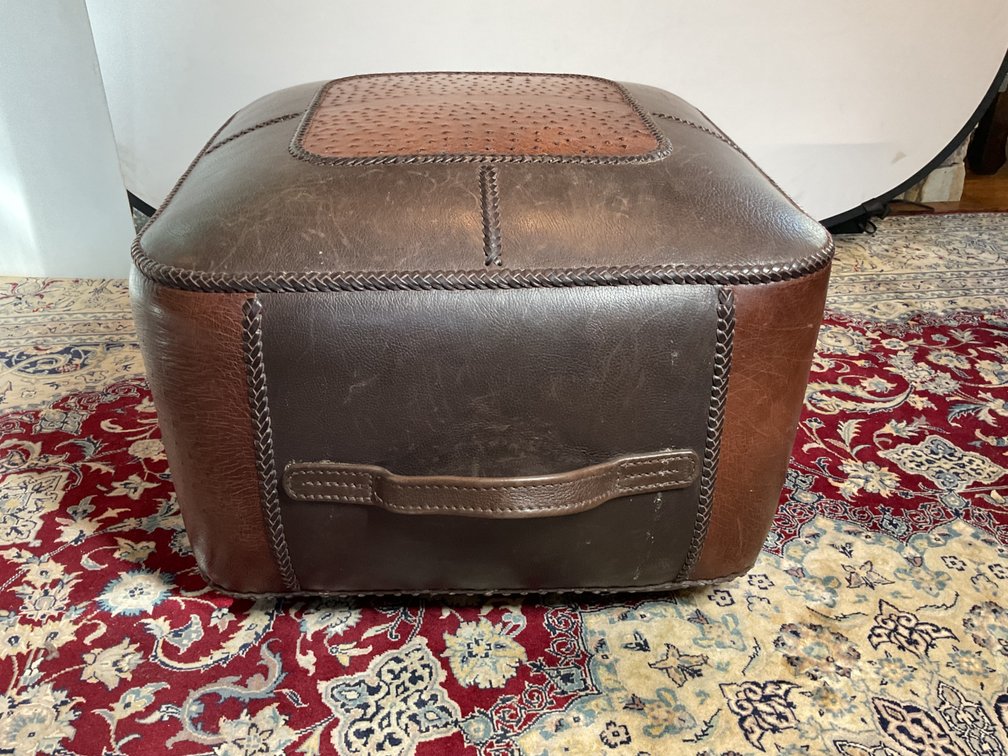 Two-Tone Leather Ottoman