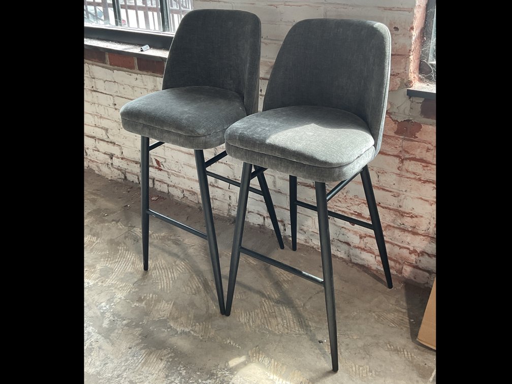 Pair of Modern Upholstered Bar Stools