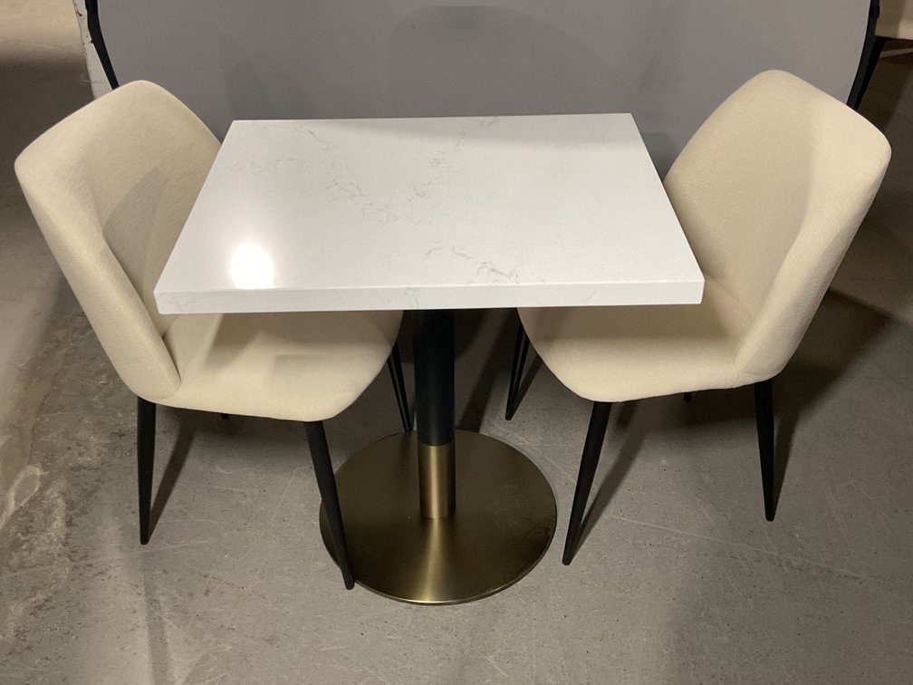 Faux Marble Top Table with Pair of Chairs