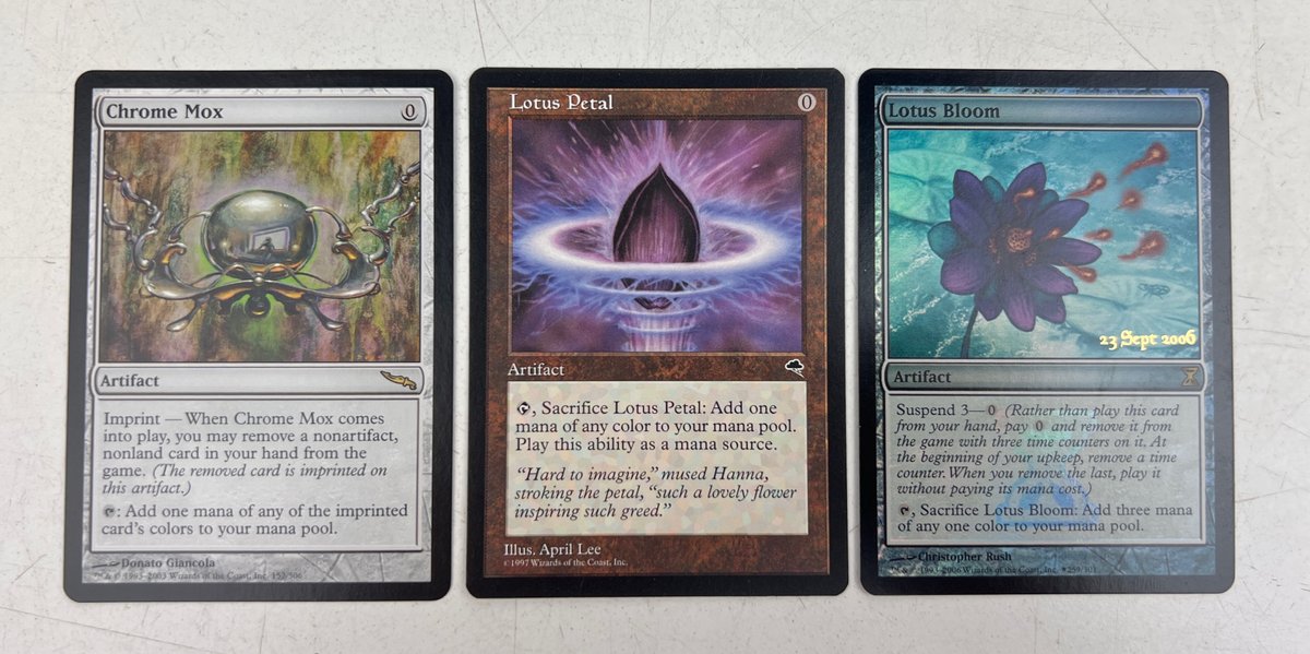 Chrome Mox, Lotus Bloom & Lotus Petal Magic: The Gathering Cards
