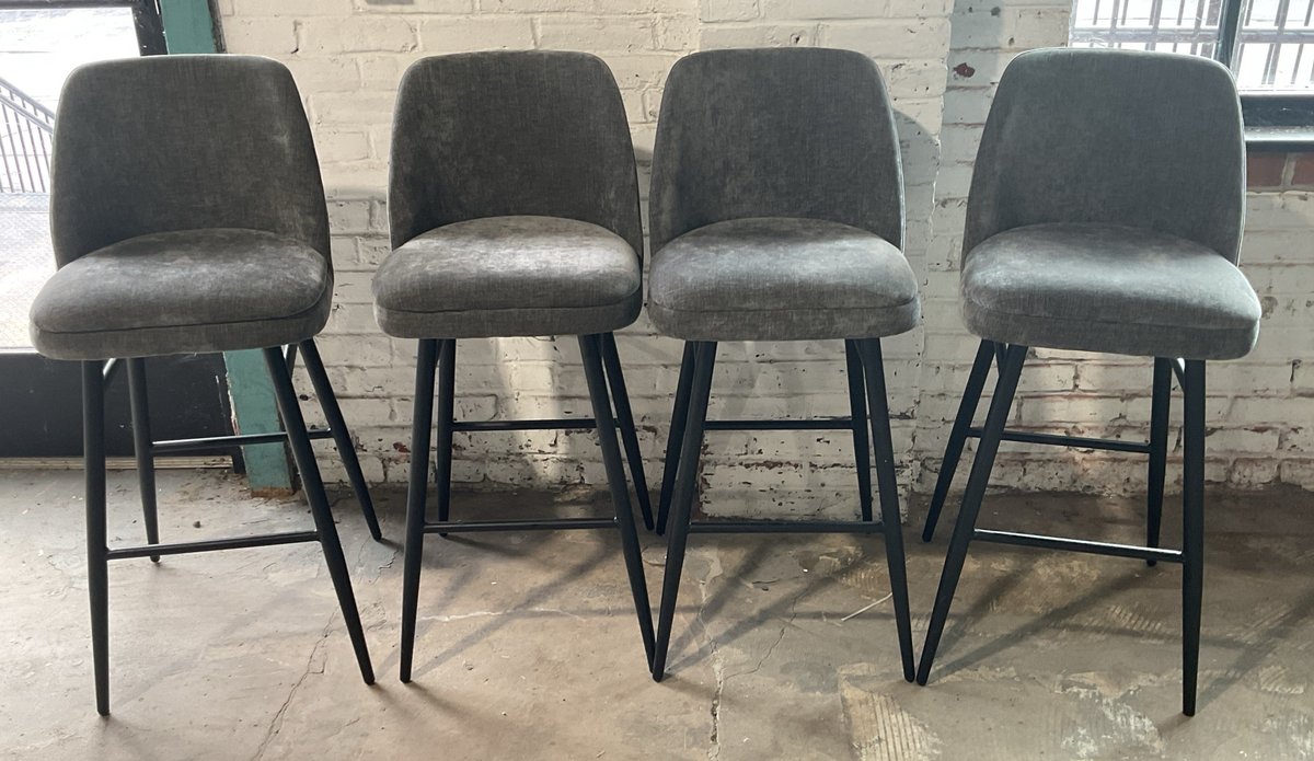 Set of 4 Upholstered Bar Chairs