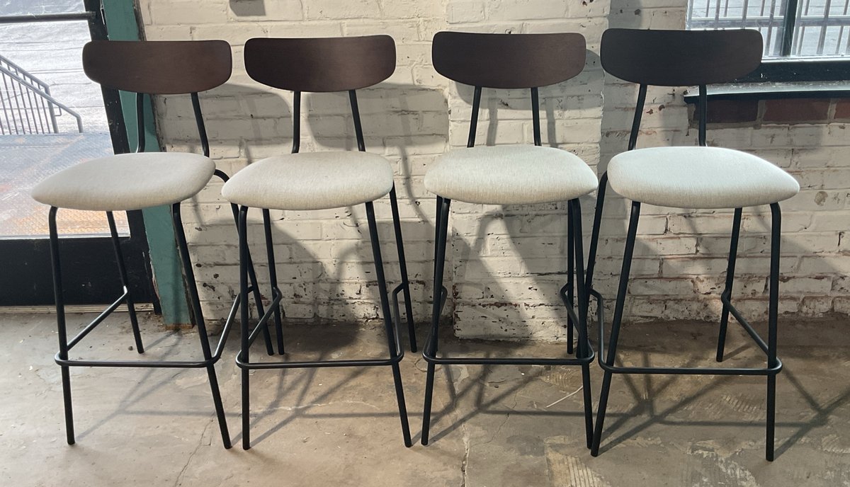 Set of 4 Upholstered Bar Chairs