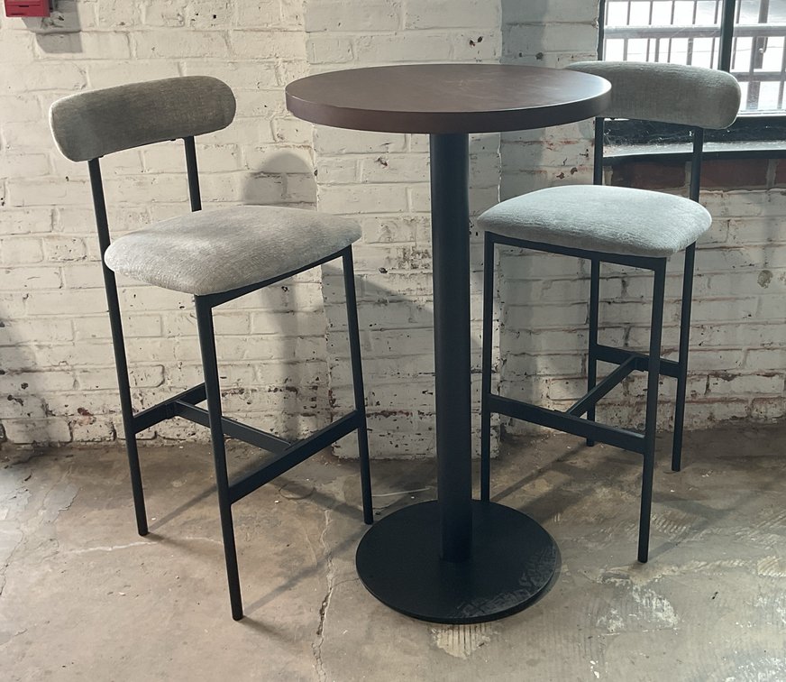 Walnut Finish Bar Table and Bar Chairs