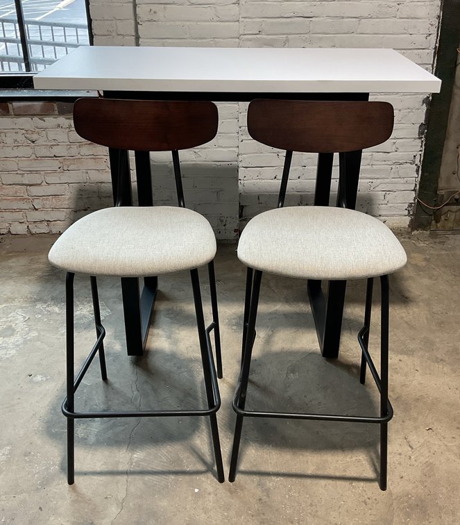White Top Table with Pair of Stools