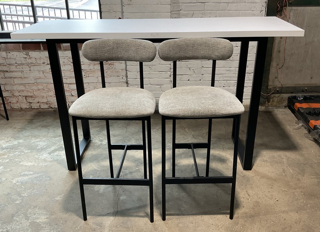 Modern High-Top Table with Pair of Bar Stools
