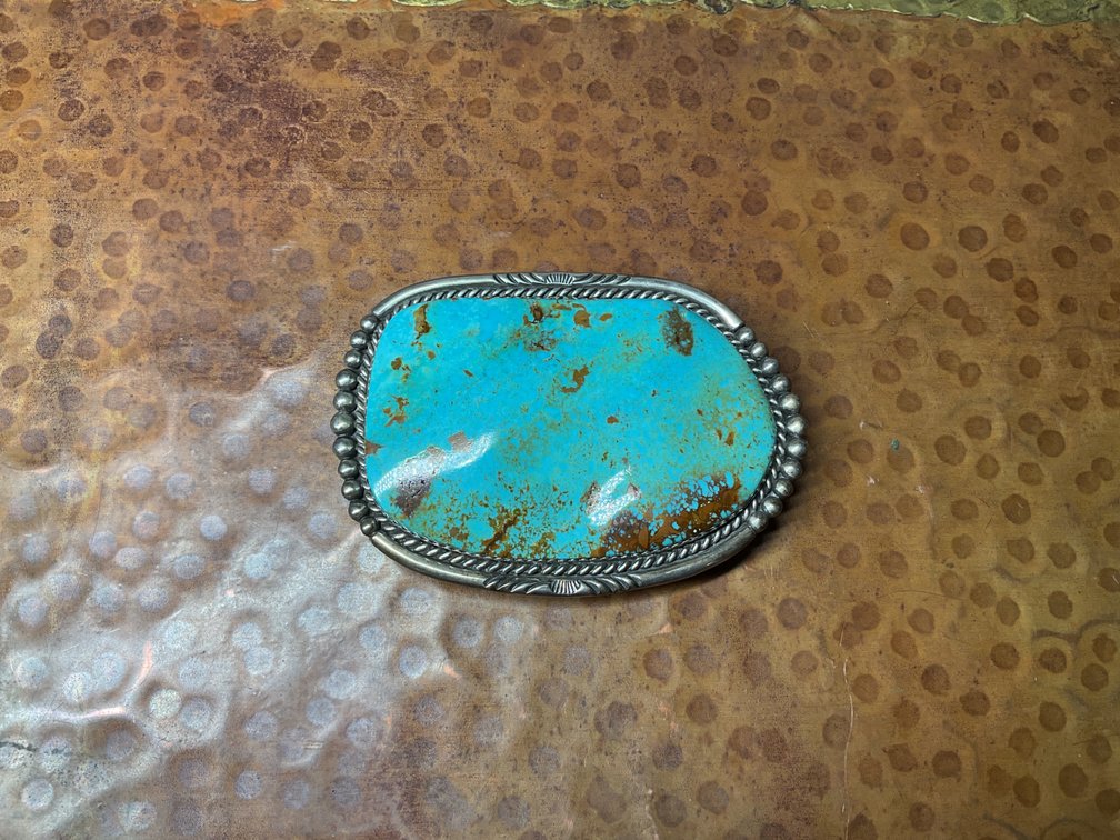 D. Secatero Sterling Silver & Royston Turquoise Belt Buckle