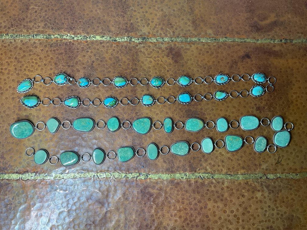 R.B. Sterling Silver and Turquoise Link Belts