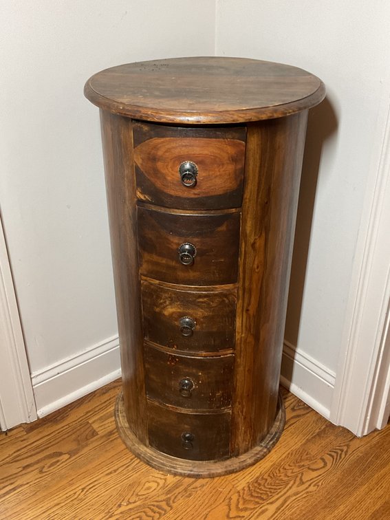 Cylindrical Wooden 5-Drawer Chest