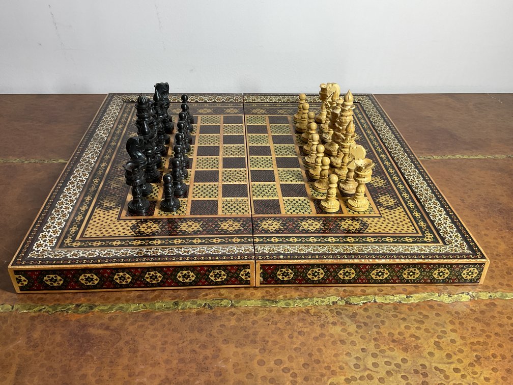 Middle Eastern Marquetry Inlay Chess Board